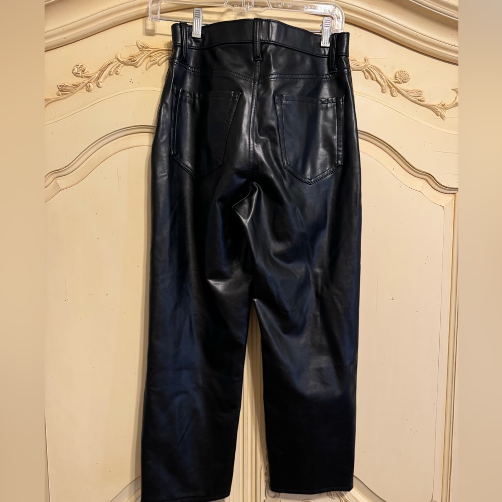 Abercrombie & Fitch Ankle Straight Ultra High‎ Rise vegan Leather crop pants 27 - Picture 2 of 6